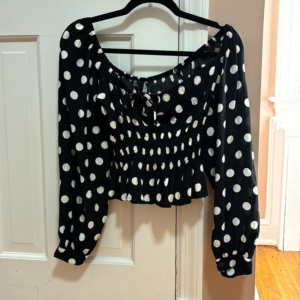Faithful the Brand black & white polka dot Varena top
